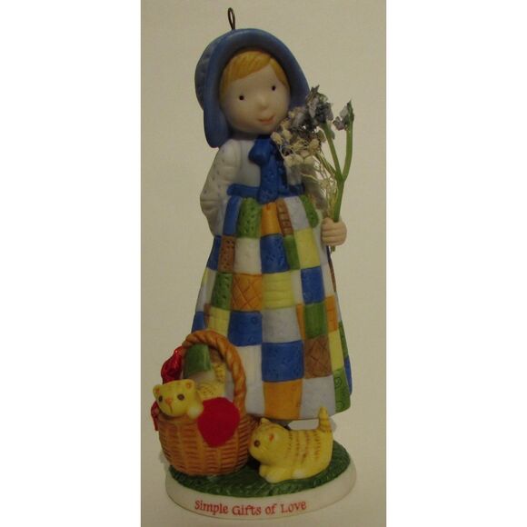Holly Hobbie Simple Gifts of Love 2003 vintage ornament kitty cat in basket - Picture 1 of 9